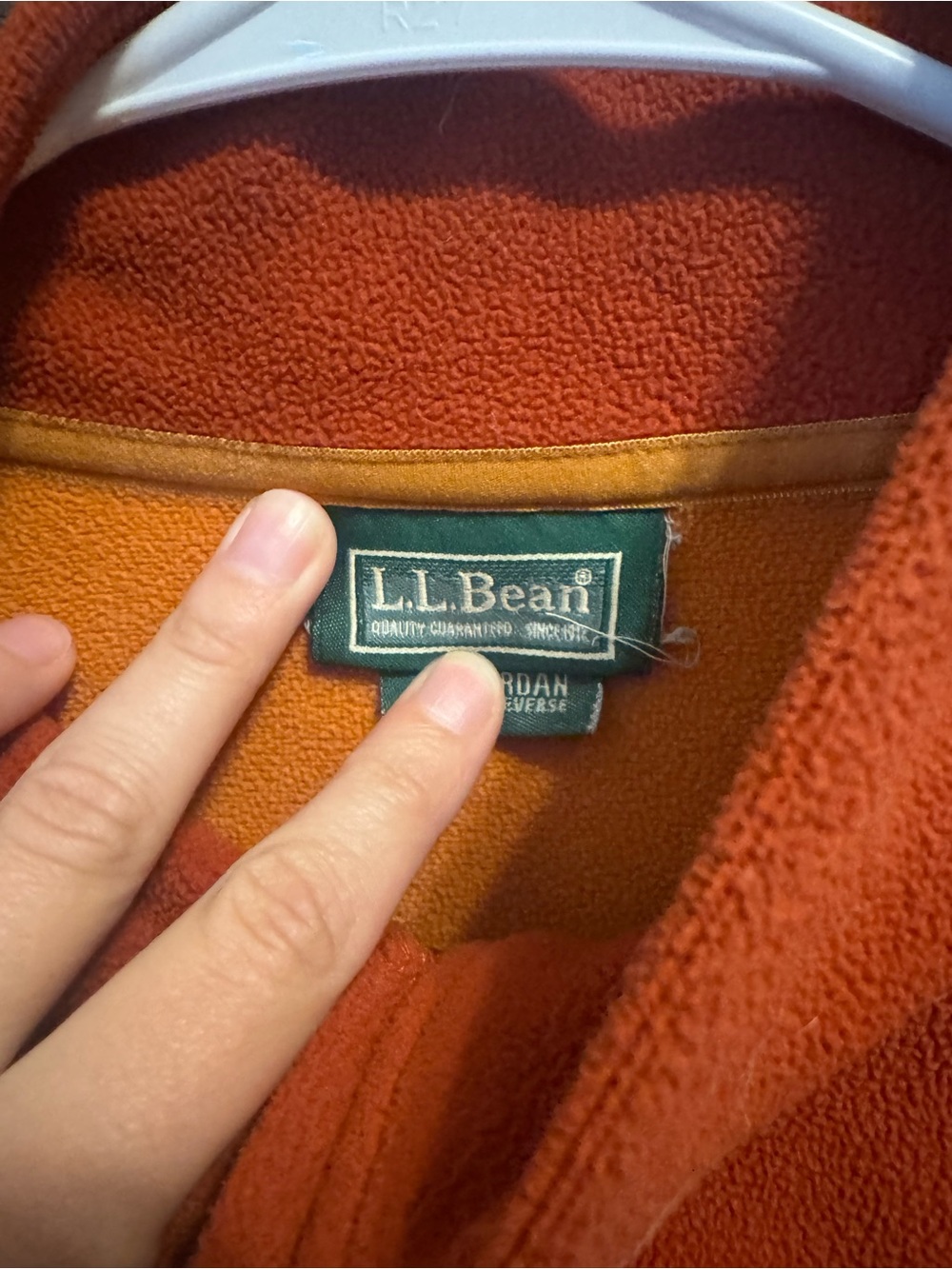 L.L. Bean Men's Rust Orange Lightweight Fleece Jacket - Picture 2 of 4